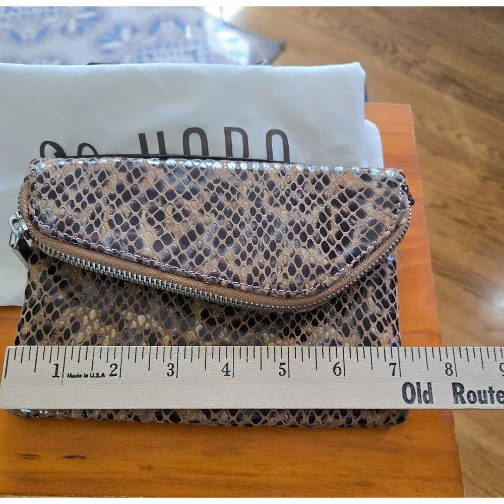 HOBO International Leather Snake Expandable Magnet Closure Clutch Bag